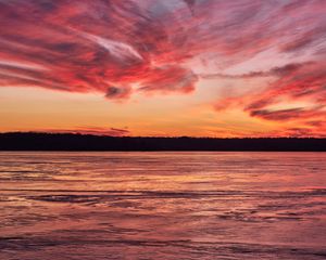 Preview wallpaper landscape, lake, trees, clouds, evening
