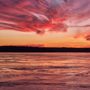 Preview wallpaper landscape, lake, trees, clouds, evening