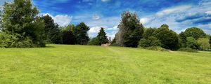 Preview wallpaper landscape, meadow, grass, trees, houses, nature