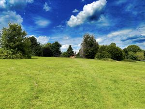 Preview wallpaper landscape, meadow, grass, trees, houses, nature