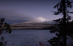 Preview wallpaper landscape, mountain, snow, winter, lake, forest, water, nature