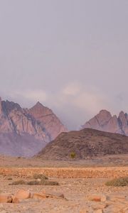 Preview wallpaper landscape, mountains, desert, rocks, fog, stones, nature