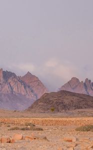 Preview wallpaper landscape, mountains, desert, rocks, fog, stones, nature