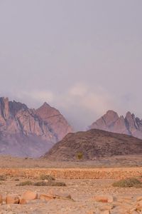 Preview wallpaper landscape, mountains, desert, rocks, fog, stones, nature