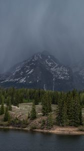 Preview wallpaper landscape, mountains, forest, fog, river, nature