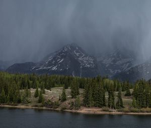 Preview wallpaper landscape, mountains, forest, fog, river, nature