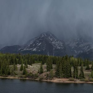 Preview wallpaper landscape, mountains, forest, fog, river, nature