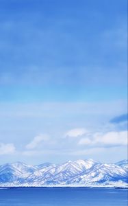 Preview wallpaper landscape, mountains, lake, snow, sky, blue