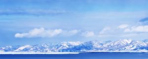 Preview wallpaper landscape, mountains, lake, snow, sky, blue