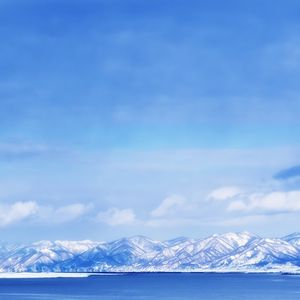 Preview wallpaper landscape, mountains, lake, snow, sky, blue