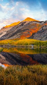 Preview wallpaper landscape, mountains, lake, forest, autumn, sky, clouds, nature