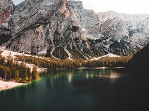 Preview wallpaper landscape, mountains, lake, peaks, trees