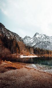 Preview wallpaper landscape, mountains, lake, snowy