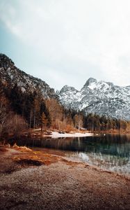 Preview wallpaper landscape, mountains, lake, snowy