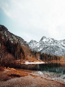 Preview wallpaper landscape, mountains, lake, snowy