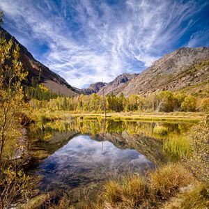 Preview wallpaper landscape, mountains, pond, nature