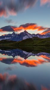 Preview wallpaper landscape, mountains, reflection, lake, nature, clouds