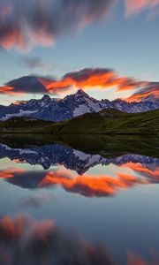 Preview wallpaper landscape, mountains, reflection, lake, nature, clouds