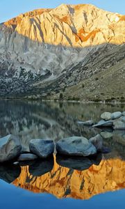 Preview wallpaper landscape, mountains, rocks, reflection, lake, nature