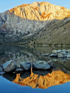 Preview wallpaper landscape, mountains, rocks, reflection, lake, nature