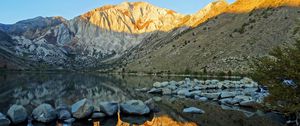 Preview wallpaper landscape, mountains, rocks, reflection, lake, nature