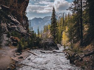 Preview wallpaper landscape, mountains, rocks, river, stream