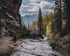 Preview wallpaper landscape, mountains, rocks, river, stream