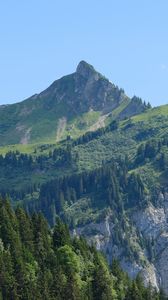 Preview wallpaper landscape, mountains, rocks, trees, sky