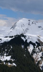 Preview wallpaper landscape, mountains, slope, snow, trees