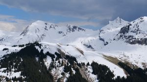 Preview wallpaper landscape, mountains, slope, snow, trees