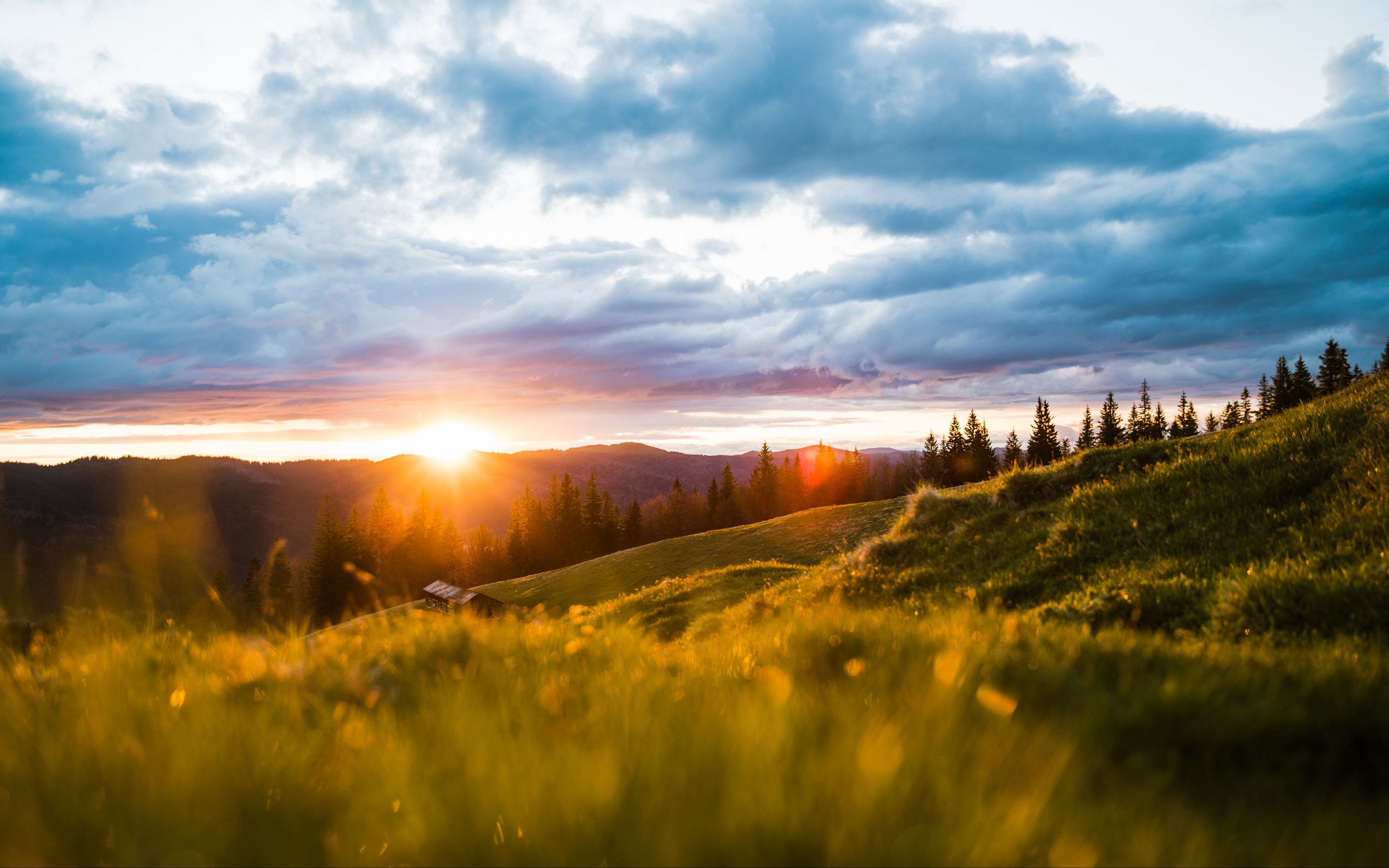 Hãy chiêm ngưỡng khung cảnh đầy ấn tượng của đồi núi, mặt trời và đồng cỏ trong hình nền 3840x2400 tuyệt đẹp này. Hình ảnh thật sự tuyệt vời này sẽ giúp bạn tận hưởng những khoảnh khắc thanh tịnh và tràn đầy niềm đam mê. Hãy để tâm hồn của bạn được thảnh thơi trong thiên nhiên.