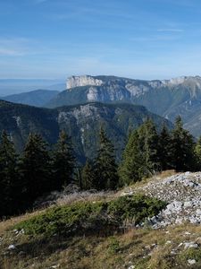 Preview wallpaper landscape, mountains, trees, nature, peaks