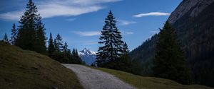 Preview wallpaper landscape, mountains, trees, path