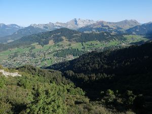 Preview wallpaper landscape, mountains, view, trees, forest