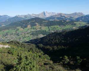 Preview wallpaper landscape, mountains, view, trees, forest