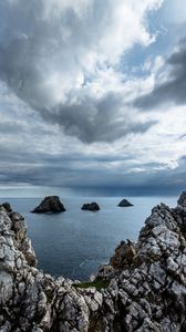 Preview wallpaper landscape, nature, rocks, sea, bay