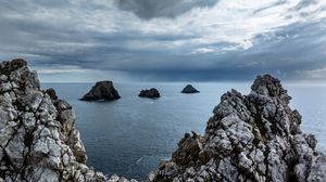 Preview wallpaper landscape, nature, rocks, sea, bay