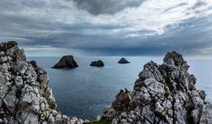 Preview wallpaper landscape, nature, rocks, sea, bay