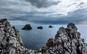 Preview wallpaper landscape, nature, rocks, sea, bay