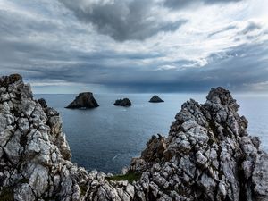 Preview wallpaper landscape, nature, rocks, sea, bay