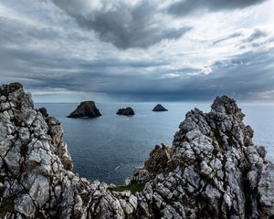 Preview wallpaper landscape, nature, rocks, sea, bay
