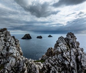 Preview wallpaper landscape, nature, rocks, sea, bay