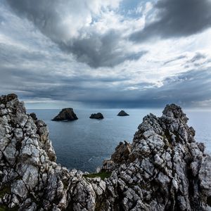 Preview wallpaper landscape, nature, rocks, sea, bay