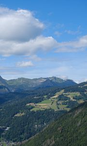 Preview wallpaper landscape, nature, valley, mountains, trees