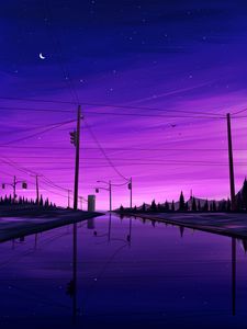 Preview wallpaper landscape, night, dark, art