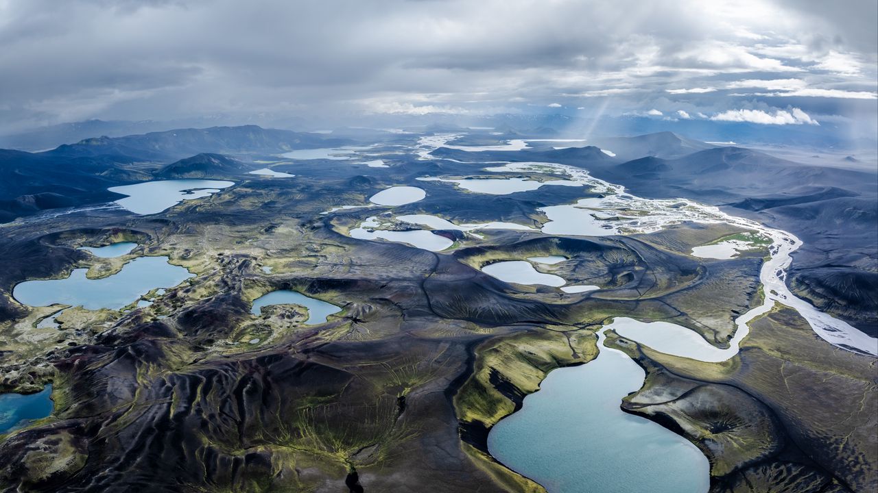 Wallpaper landscape, plain, lakes, nature, clouds