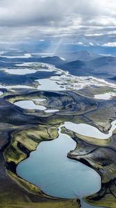 Preview wallpaper landscape, plain, lakes, nature, clouds