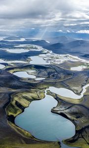 Preview wallpaper landscape, plain, lakes, nature, clouds