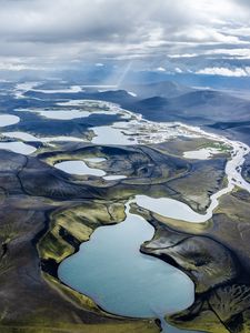 Preview wallpaper landscape, plain, lakes, nature, clouds