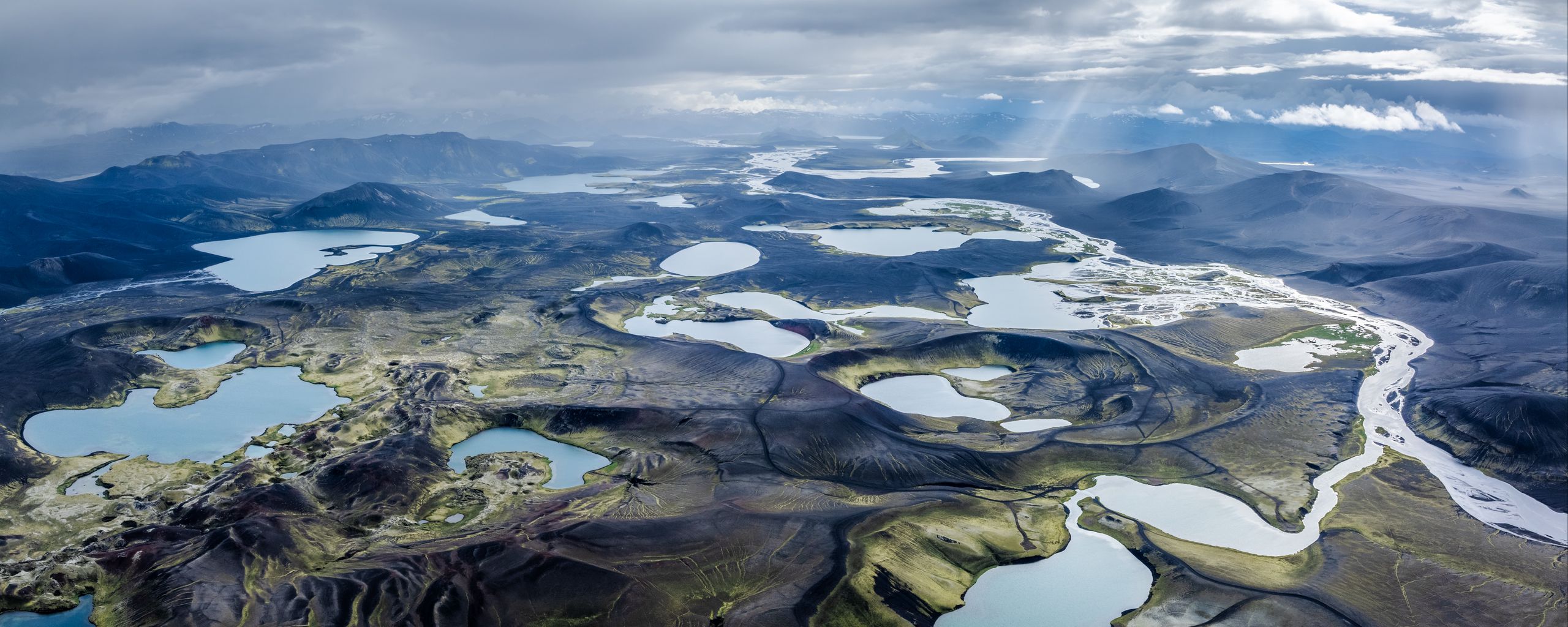2560x1024 Wallpaper landscape, plain, lakes, nature, clouds